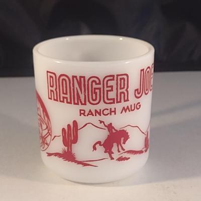 Vintage Ranger Joe Milk Glass Hazel Atlas Mini Ranch Mug