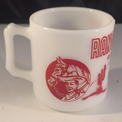 Vintage Ranger Joe Milk Glass Hazel Atlas Mini Ranch Mug