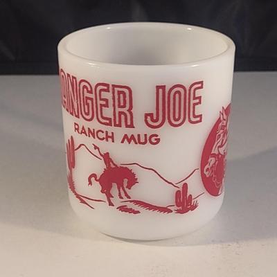 Vintage Ranger Joe Milk Glass Hazel Atlas Mini Ranch Mug