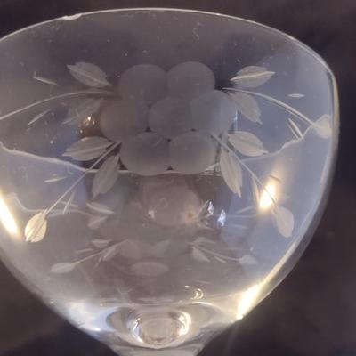 Etched Crystal Wine/Sherbet Glasses- 6 Piece