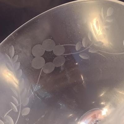Etched Crystal Wine/Sherbet Glasses- 5 Piece