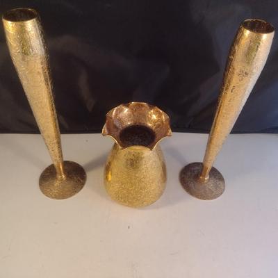 Collection of Gilded Embossed Glass Vases- Possibly Glastonbury
