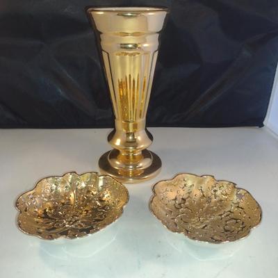 Collection of Gilded Home Decor- Haeger and Weeping Bright Gold
