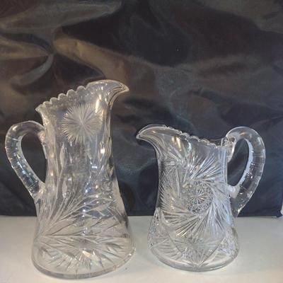 Pair of Cut Crystal/Glass Pitchers