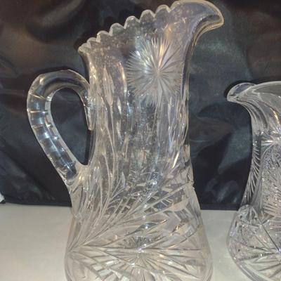 Pair of Cut Crystal/Glass Pitchers