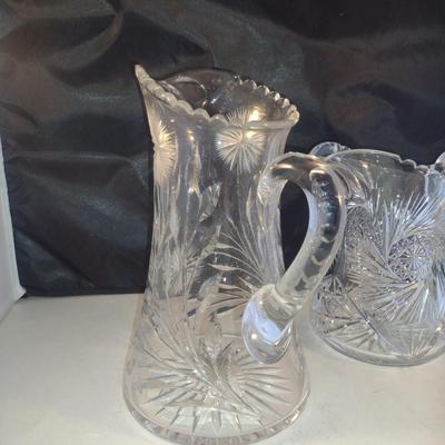 Pair of Cut Crystal/Glass Pitchers