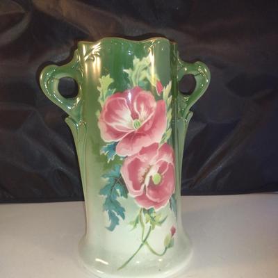 Vintage K&G Luneville France Hand Painted Vase- Approx 10" Tall