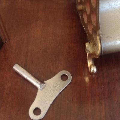 Vintage Schmid Wind-up Chiming Clock with Key and Shelf