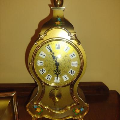 Vintage Schmid Wind-up Chiming Clock with Key and Shelf