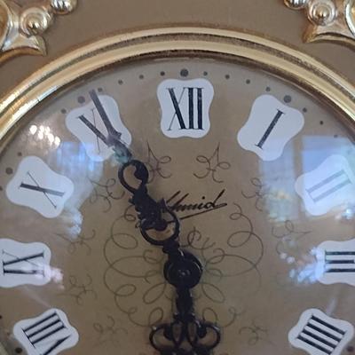 Vintage Schmid Wind-up Chiming Clock with Key and Shelf