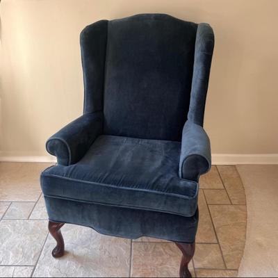 Blue Velvet High Back Arm Chair (SR-RG)
