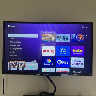 32” Sony TV, Sony DVD Player & Roku Stick (PB-MG)