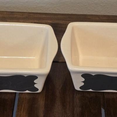 (2) Nantucket Ceramic Mini Loaf Pans with Chalkboard Meassage Capability