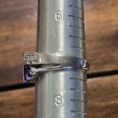 Sterling Silver Tanzanite & Cubic Zirconia Ring