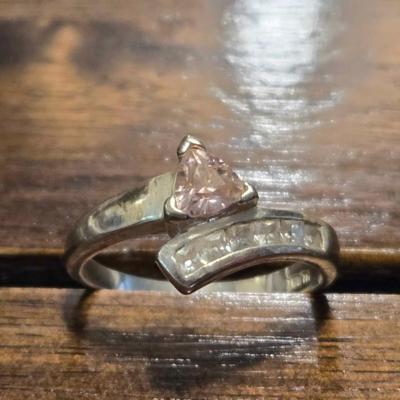 Sterling Silver Pink Zirconia Ring