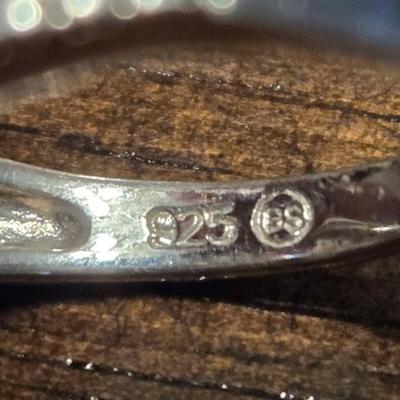 Sterling Silver With Large Pink Zirconia and Small Hearts on the Side Ring