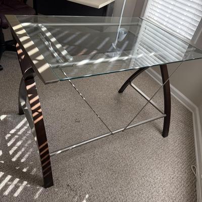 Glass Top Desk and Leather Office Chair (O-BM)