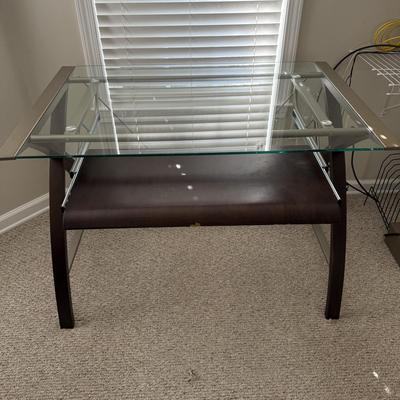 Glass Top Desk and Leather Office Chair (O-BM)