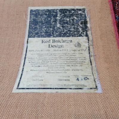 Karastan Red Bokhara Design 100% Wool Rug, 4' x 6.5' (LR-EL)