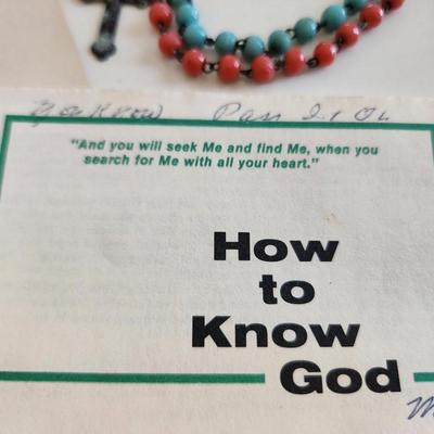 Vintage Colorful Rosary and Religious Ephemeria