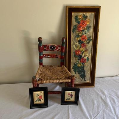 Framed Painting, Woven Doll Chair & More (PB-MG)