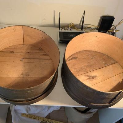 Set of 3 Antique Wooden Shallow Cheese Boxes