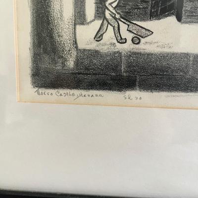 "Torro Castle Havana" Signed Charcoal Art by Bess Hubbard (PB-MG)