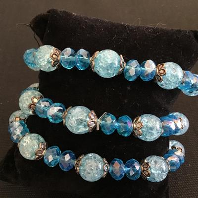 Vintage Blue Faux Stretch Bracelet. Set of 3