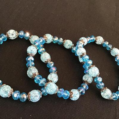 Vintage Blue Faux Stretch Bracelet. Set of 3