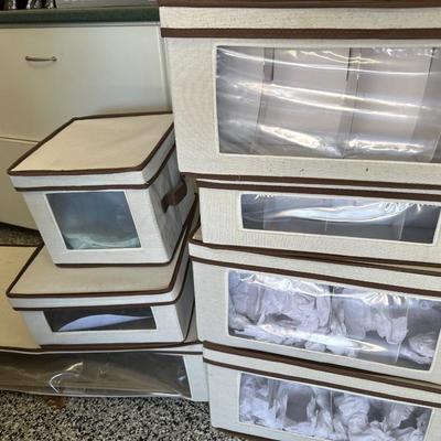 Garage- linen china storage boxes