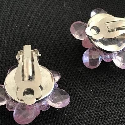 Vintage Faux Pink Earrings clip on Earrings