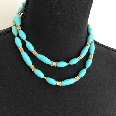 Beautiful Turquoise and Antique Gold Necklace
