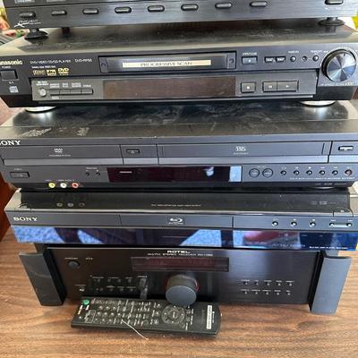 Garage - Electronics Tower - / Rotel Receiver RX- 1052 Sony Blu-ray, VHS CD/DVD Panasonic DVD