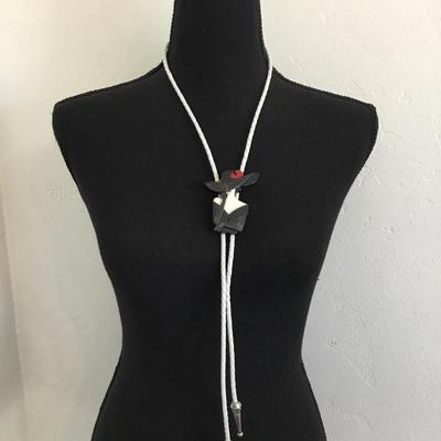Super cute breakfast at Tiffany’s White leather bolo tie