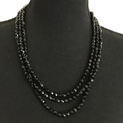 Vintage, three strand faceted glass necklace