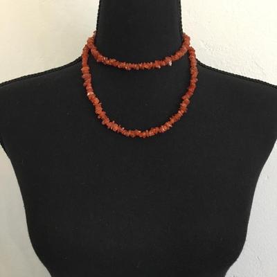 Vintage carnelian, agate chips, necklace