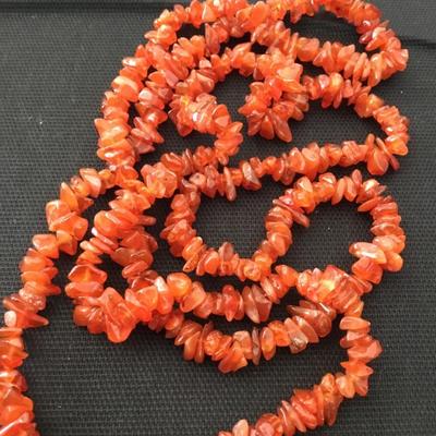 Vintage carnelian, agate chips, necklace
