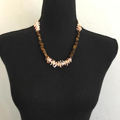 Vintage tiger’s eye, shell necklace