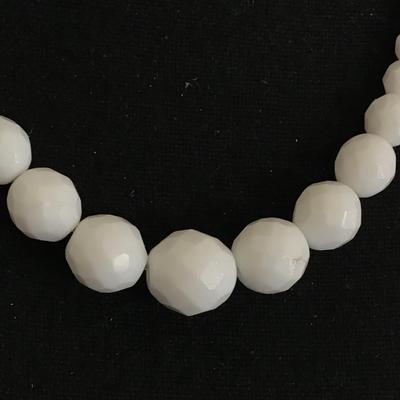 Vintage, faceted, white glass necklace
