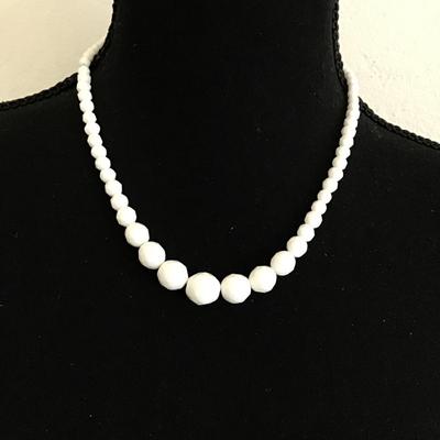 Vintage, faceted, white glass necklace
