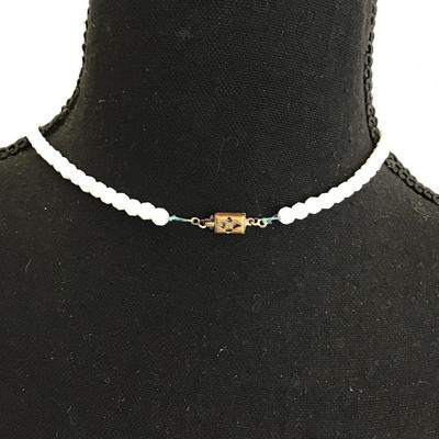 Vintage, faceted, white glass necklace