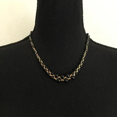 Silver and gold tone beaded vintage necklace