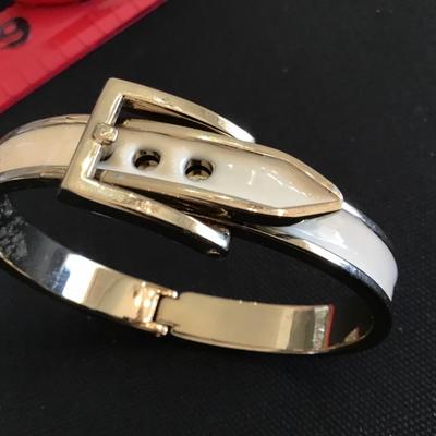 Cream Enamel Buckle Bracelet Vintage