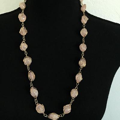 Beautiful Vintage rose quartz, Cage necklace