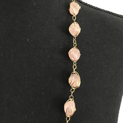 Beautiful Vintage rose quartz, Cage necklace