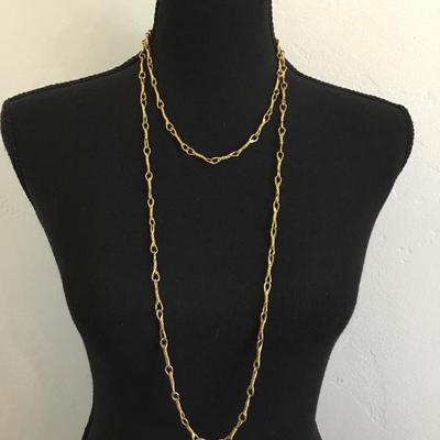 Vintage Monet, gold toned long twisted metal necklace