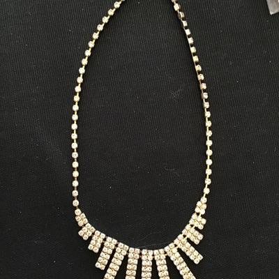 Gold tone, rhinestone necklace