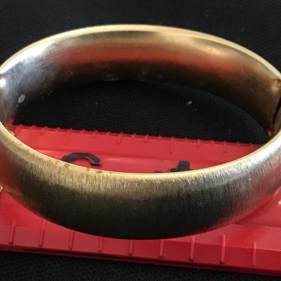 Vintage Hinged Safety Chain Brushed Gold Tone Bracelet