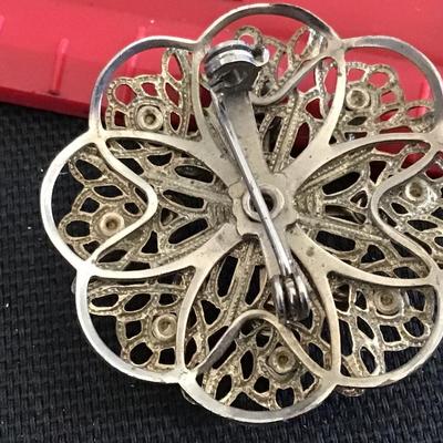 Vintage Canary yellow Rhinestone Brooch