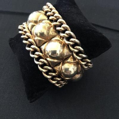 Vintage gold tone, big chunky heavy bracelet
